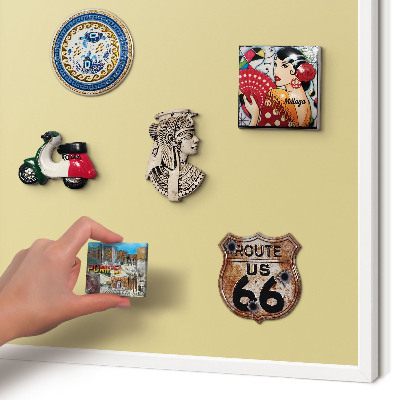 Magnetisch bord van metaal in een witte lijst Beige-geel