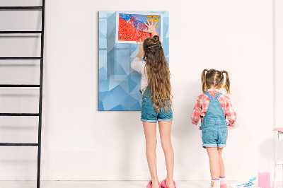 Memobord van glas met print inclusief neodymium magneten Modern fotobord in blauw