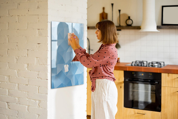 Memobord van glas met print inclusief neodymium magneten Modern fotobord in blauw
