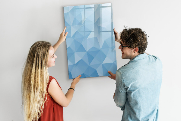 Memobord van glas met print inclusief neodymium magneten Modern fotobord in blauw