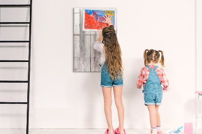 Decoratief glazen wandbord beschrijfbaar en magnetisch Een prikbord voor het presenteren van foto's en notities