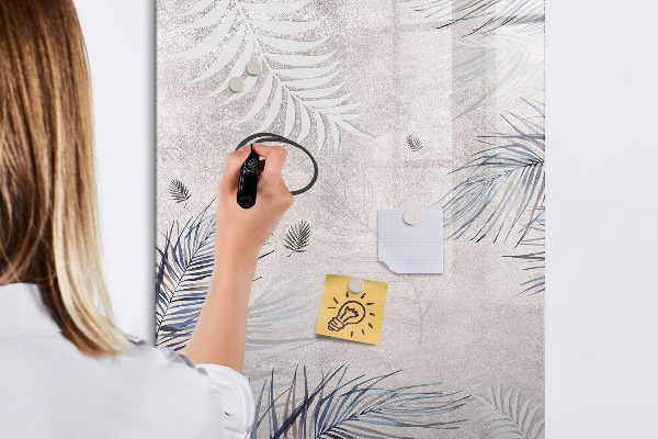 Memobord van glas met print inclusief neodymium magneten Stijlvol fotobord met planten