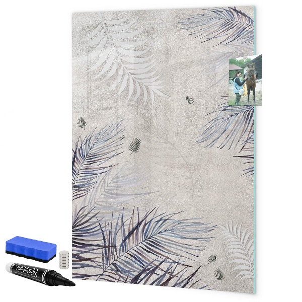 Memobord van glas met print inclusief neodymium magneten Stijlvol fotobord met planten