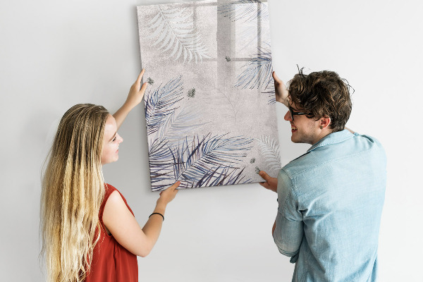 Memobord van glas met print inclusief neodymium magneten Stijlvol fotobord met planten
