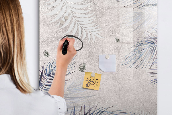 Memobord van glas met print inclusief neodymium magneten Stijlvol fotobord met planten