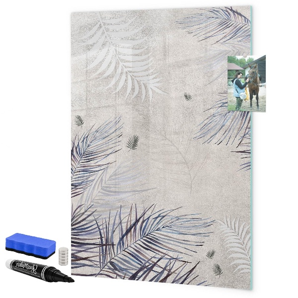 Memobord van glas met print inclusief neodymium magneten Stijlvol fotobord met planten