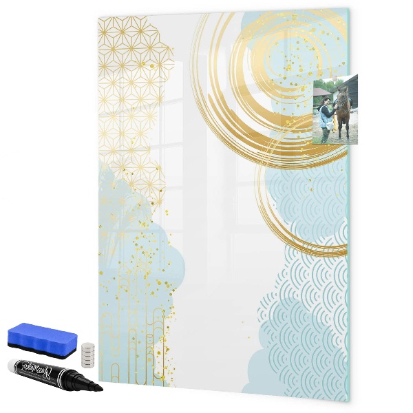 Decoratief glazen wandbord beschrijfbaar en magnetisch Een creatieve ruimte voor herinneringen en notities