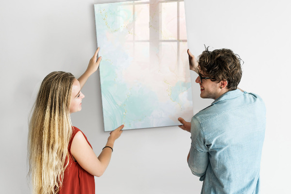 Memobord van glas met print inclusief neodymium magneten Een kleurrijk prikbord voor foto's en notities