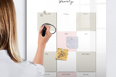 Memobord van glas met print inclusief neodymium magneten Jaarplanner met ruimte voor foto's