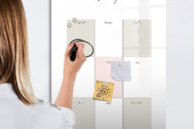 Memobord van glas met print inclusief neodymium magneten Jaarplanner met ruimte voor foto's