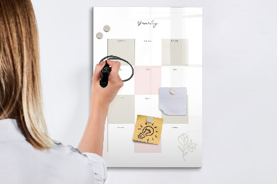 Memobord van glas met print inclusief neodymium magneten Jaarplanner met ruimte voor foto's