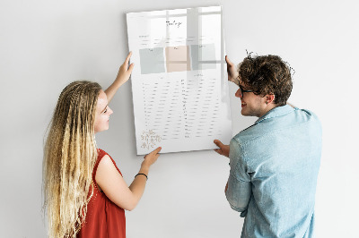 Decoratief glazen wandbord beschrijfbaar en magnetisch Dagprogramma met ruimte voor foto's