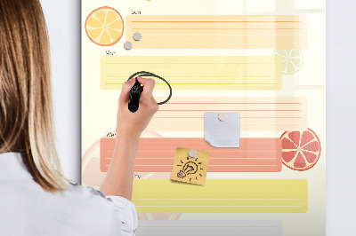 Memobord van glas met print inclusief neodymium magneten Maaltijdplan voor het gezin voor deze week