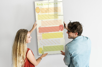 Memobord van glas met print inclusief neodymium magneten Maaltijdplan voor het gezin voor deze week