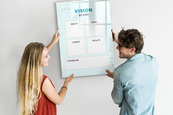Memobord van glas met print inclusief neodymium magneten Visionboard voor levensdoelen