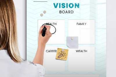 Memobord van glas met print inclusief neodymium magneten Visionboard voor levensdoelen