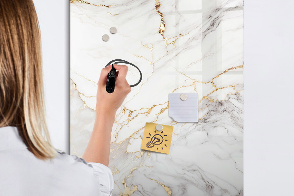 Memobord van glas met print inclusief neodymium magneten Stijlvol marmeren fotobord