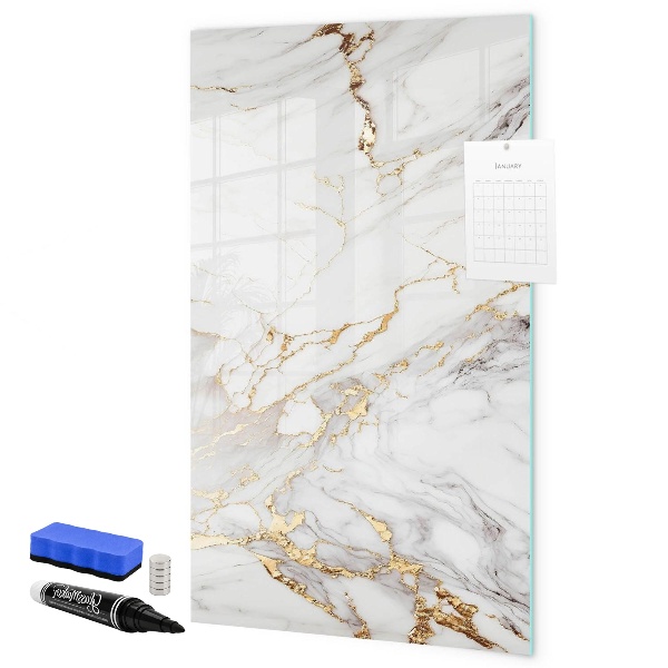 Memobord van glas met print inclusief neodymium magneten Stijlvol marmeren fotobord