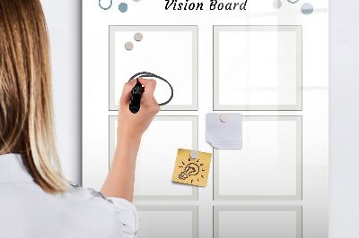 Decoratief glazen wandbord beschrijfbaar en magnetisch Visionboard voor creatieve ideeën