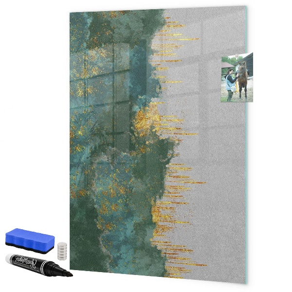 Memobord van glas met print inclusief neodymium magneten Modern prikbord voor foto's en notities