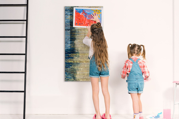 Decoratief glazen wandbord beschrijfbaar en magnetisch Modern prikbord voor foto's en notities