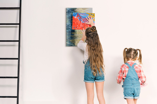 Decoratief glazen wandbord beschrijfbaar en magnetisch Modern prikbord voor foto's en notities