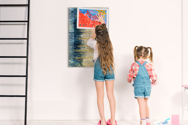 Decoratief glazen wandbord beschrijfbaar en magnetisch Modern prikbord voor foto's en notities
