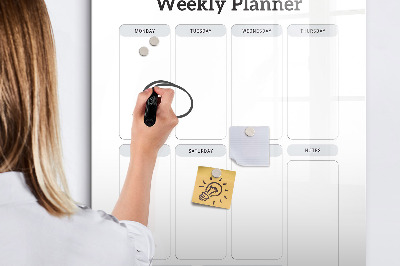 Memobord van glas met print inclusief neodymium magneten Weekplanner met ruimte voor foto's