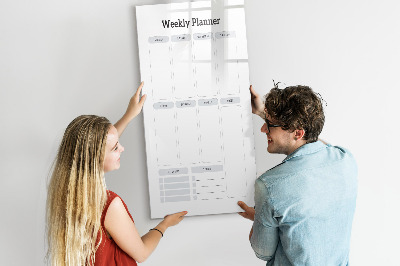 Memobord van glas met print inclusief neodymium magneten Weekplanner met ruimte voor foto's