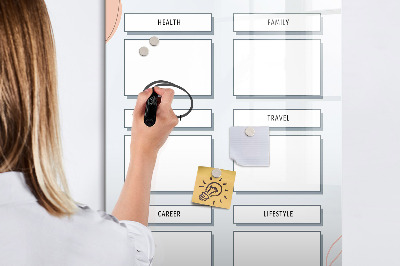 Memobord van glas met print inclusief neodymium magneten Een visionboard voor een beter leven.