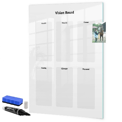 Memobord van glas met print inclusief neodymium magneten Visionboard voor levensdoelen