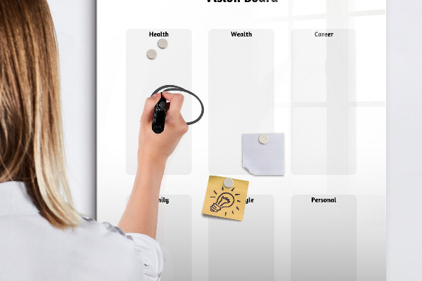Memobord van glas met print inclusief neodymium magneten Visionboard voor levensdoelen