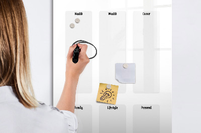 Memobord van glas met print inclusief neodymium magneten Visionboard voor levensdoelen