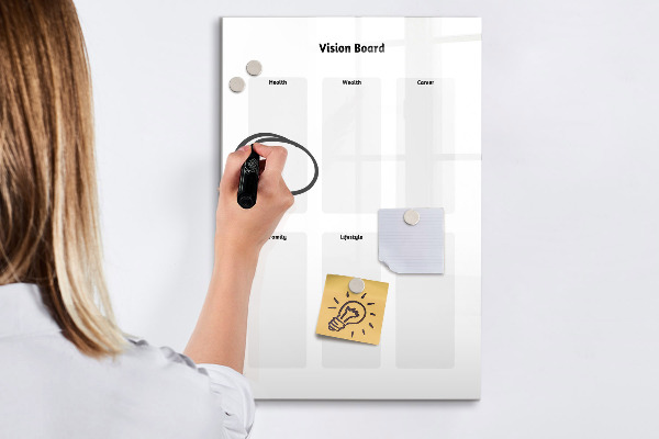 Memobord van glas met print inclusief neodymium magneten Visionboard voor levensdoelen