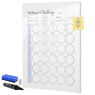 Memobord van glas met print inclusief neodymium magneten 30-daagse fotografie-uitdaging