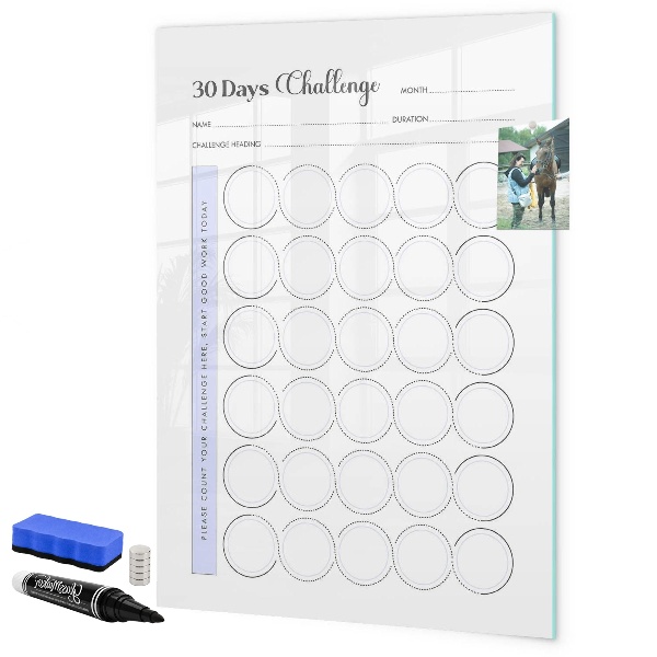 Memobord van glas met print inclusief neodymium magneten 30-daagse fotografie-uitdaging