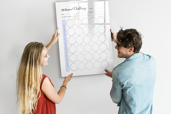 Memobord van glas met print inclusief neodymium magneten 30-daagse fotografie-uitdaging
