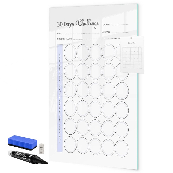 Memobord van glas met print inclusief neodymium magneten 30-daagse fotografie-uitdaging