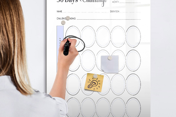 Memobord van glas met print inclusief neodymium magneten 30-daagse fotografie-uitdaging