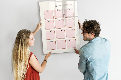 Decoratief glazen wandbord beschrijfbaar en magnetisch Verjaardagskalender met ruimte voor foto's