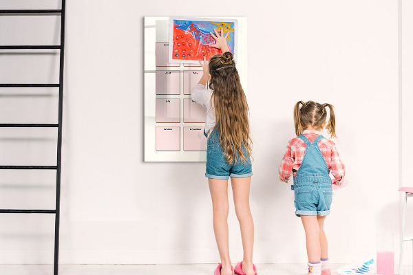 Decoratief glazen wandbord beschrijfbaar en magnetisch Verjaardagskalender met ruimte voor foto's