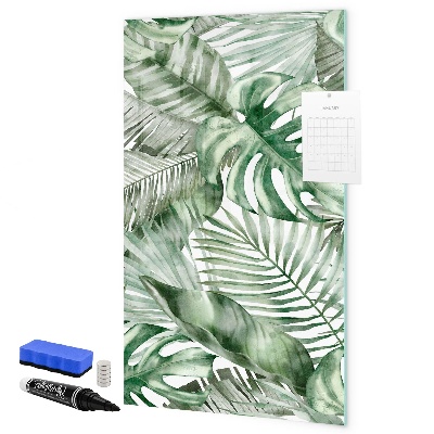 Memobord van glas met print inclusief neodymium magneten Groen bord voor foto's en notities