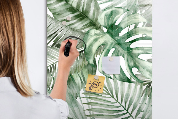 Memobord van glas met print inclusief neodymium magneten Groen bord voor foto's en notities