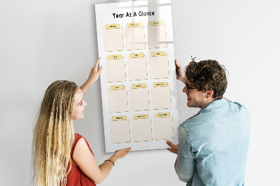 Decoratief glazen wandbord beschrijfbaar en magnetisch Jaarlijkse kalender voor personalisatie