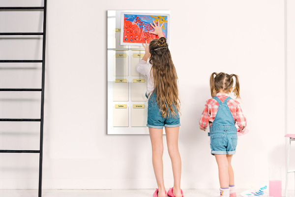 Decoratief glazen wandbord beschrijfbaar en magnetisch Jaarlijkse kalender voor personalisatie