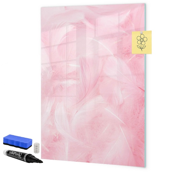 Decoratief glazen wandbord beschrijfbaar en magnetisch Roze prikbord voor notities en foto's