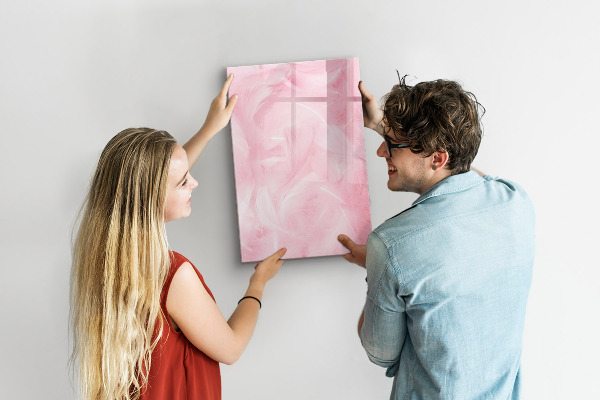 Decoratief glazen wandbord beschrijfbaar en magnetisch Roze prikbord voor notities en foto's
