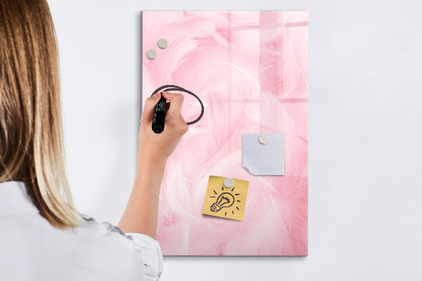 Decoratief glazen wandbord beschrijfbaar en magnetisch Roze prikbord voor notities en foto's