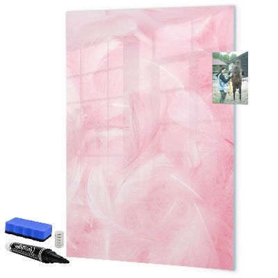 Decoratief glazen wandbord beschrijfbaar en magnetisch Roze prikbord voor notities en foto's
