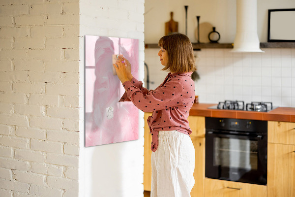 Decoratief glazen wandbord beschrijfbaar en magnetisch Roze prikbord voor notities en foto's